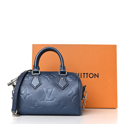 Louis Vuitton Metallic Empreinte Monogram Giant Speedy Bandouliere 20 Navy Nacre 10 of 10