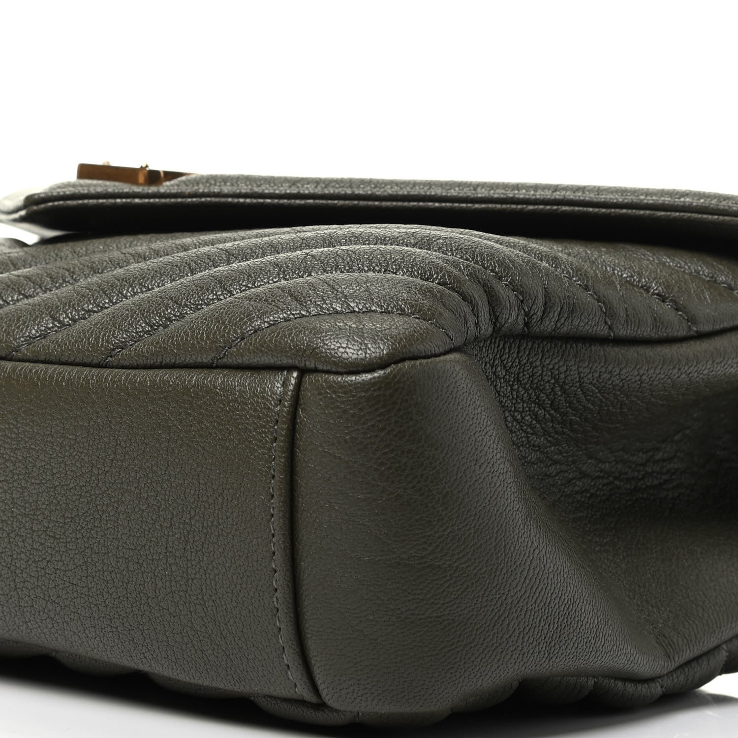 Saint Laurent Sheepskin Matelasse Chevron Monogram Medium College Bag Military Green 10 of 10