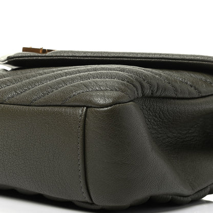 Saint Laurent Sheepskin Matelasse Chevron Monogram Medium College Bag Military Green 10 of 10