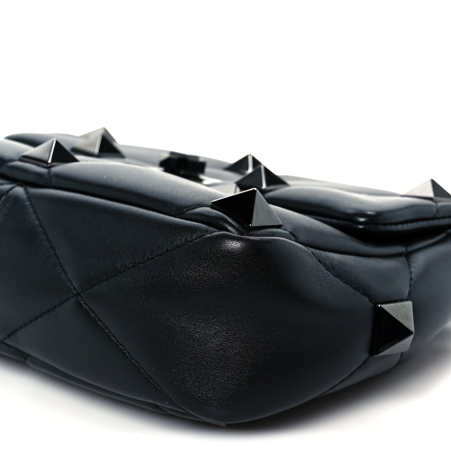 Valentino Garavani Nappa Monochrome Medium Roman Stud Shoulder Bag Black 10 of 10