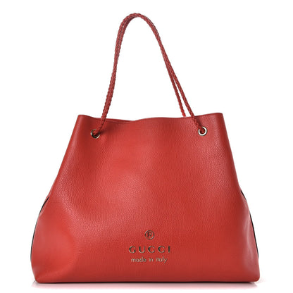 Gucci Calfskin Large Gifford Braided Handle Tote Sporting Red 1 of 12