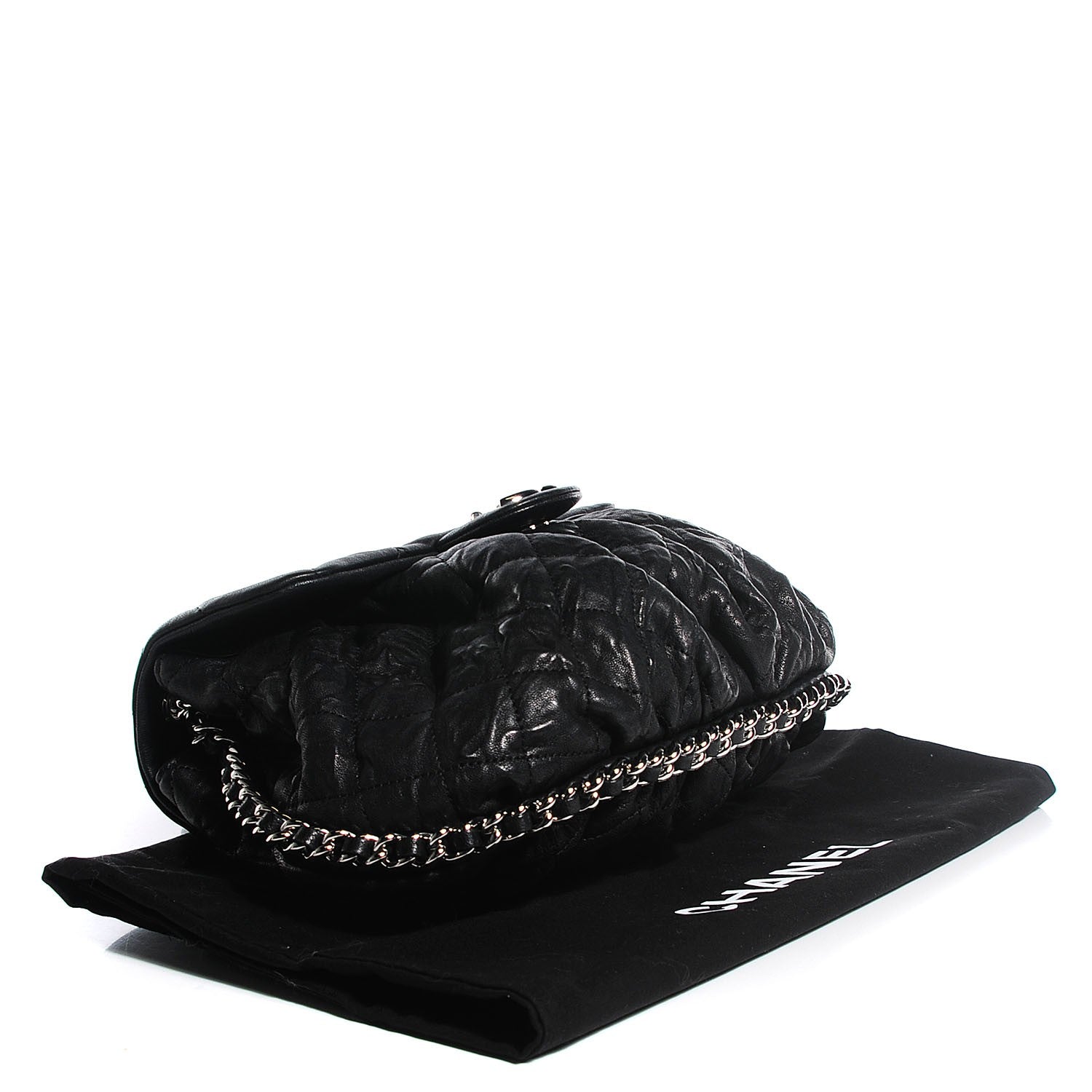 Chanel Washed Lambskin Quilted Medium Chain Around Messenger Black 4 of 8