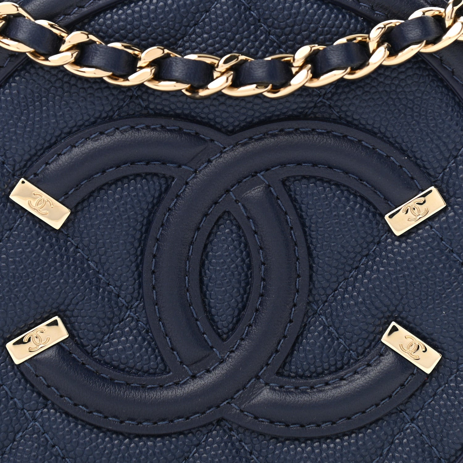 Chanel Caviar Quilted Round Filigree Crossbody Navy 8 of 10