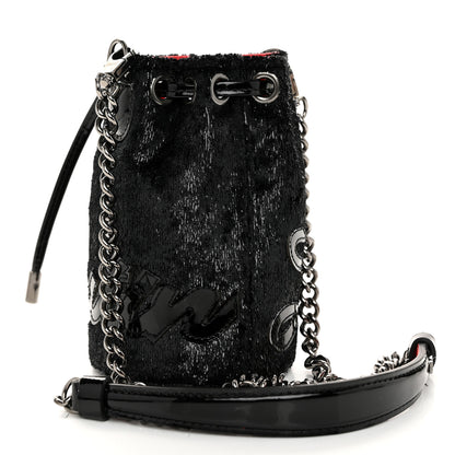 Christian Louboutin Metallic Sequin Mini Marie Jane Bucket Bag Black 3 of 9