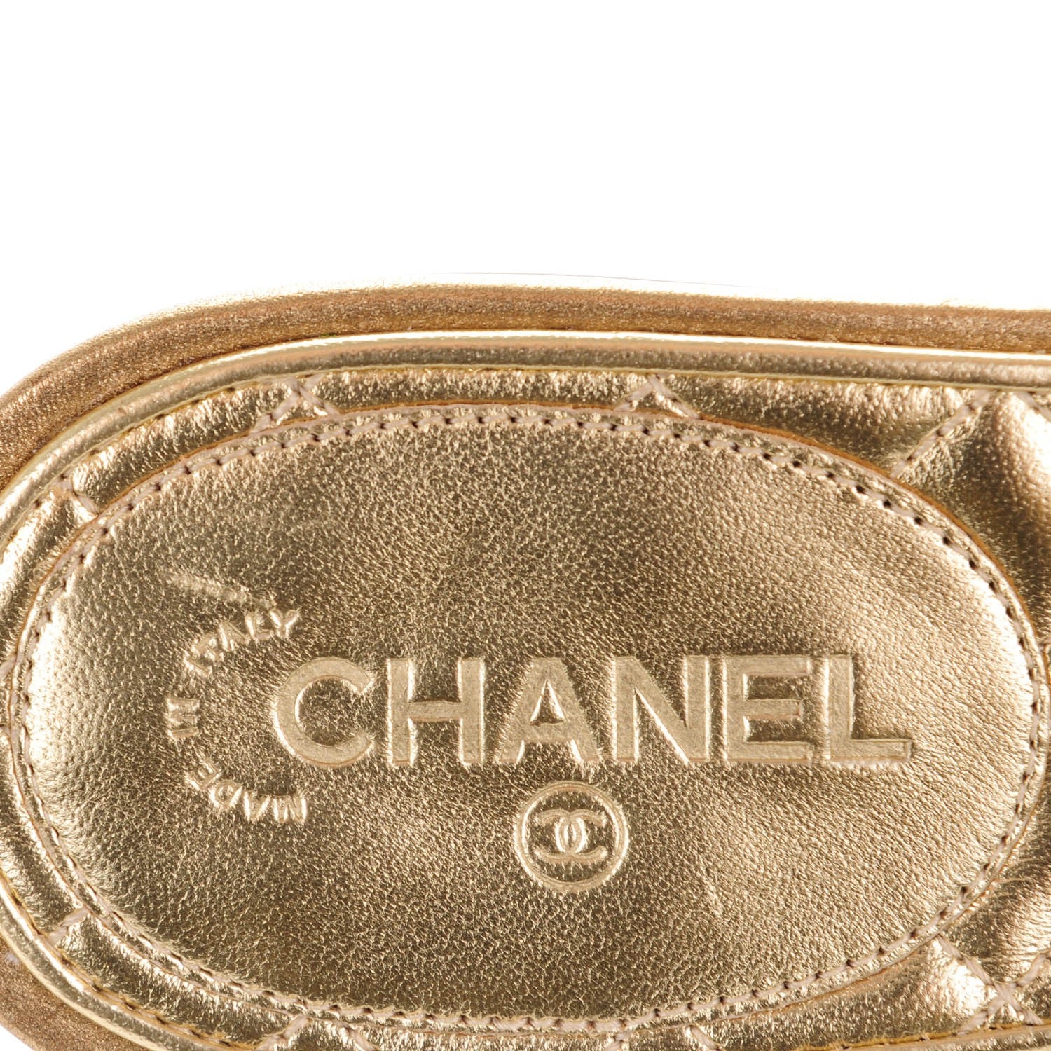 Chanel Metallic Calfskin Jeweled Sandals 37.5 Gold 5 of 9