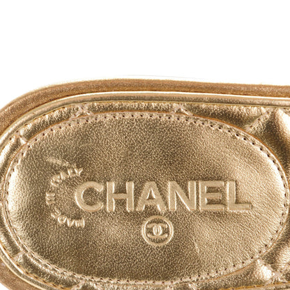 Chanel Metallic Calfskin Jeweled Sandals 37.5 Gold 5 of 9