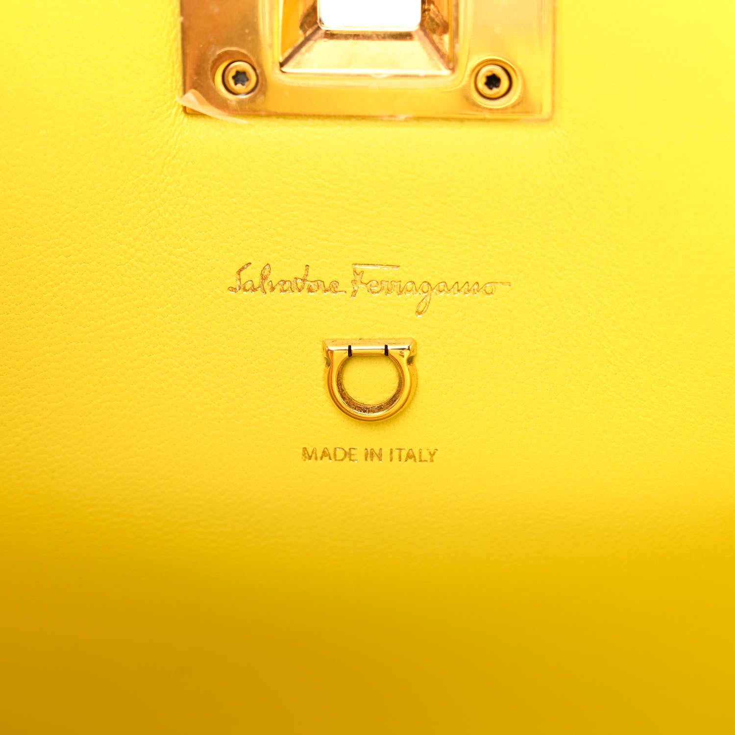 Salvatore Ferragamo Hammered Calfskin The Studio Box Bag Yellow 6 of 10