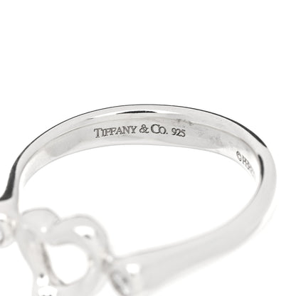 Tiffany Sterling Silver Diamond Elsa Peretti Open Heart Ring 57 8 4 of 5
