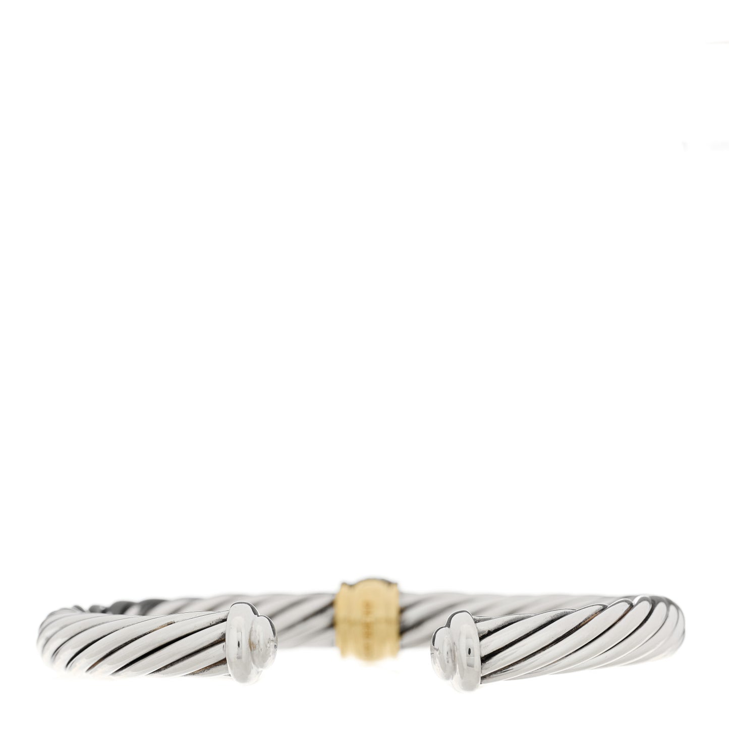 Sterling Silver 18K Yellow Gold Diamond 7mm Cable Classics Station Bracelet