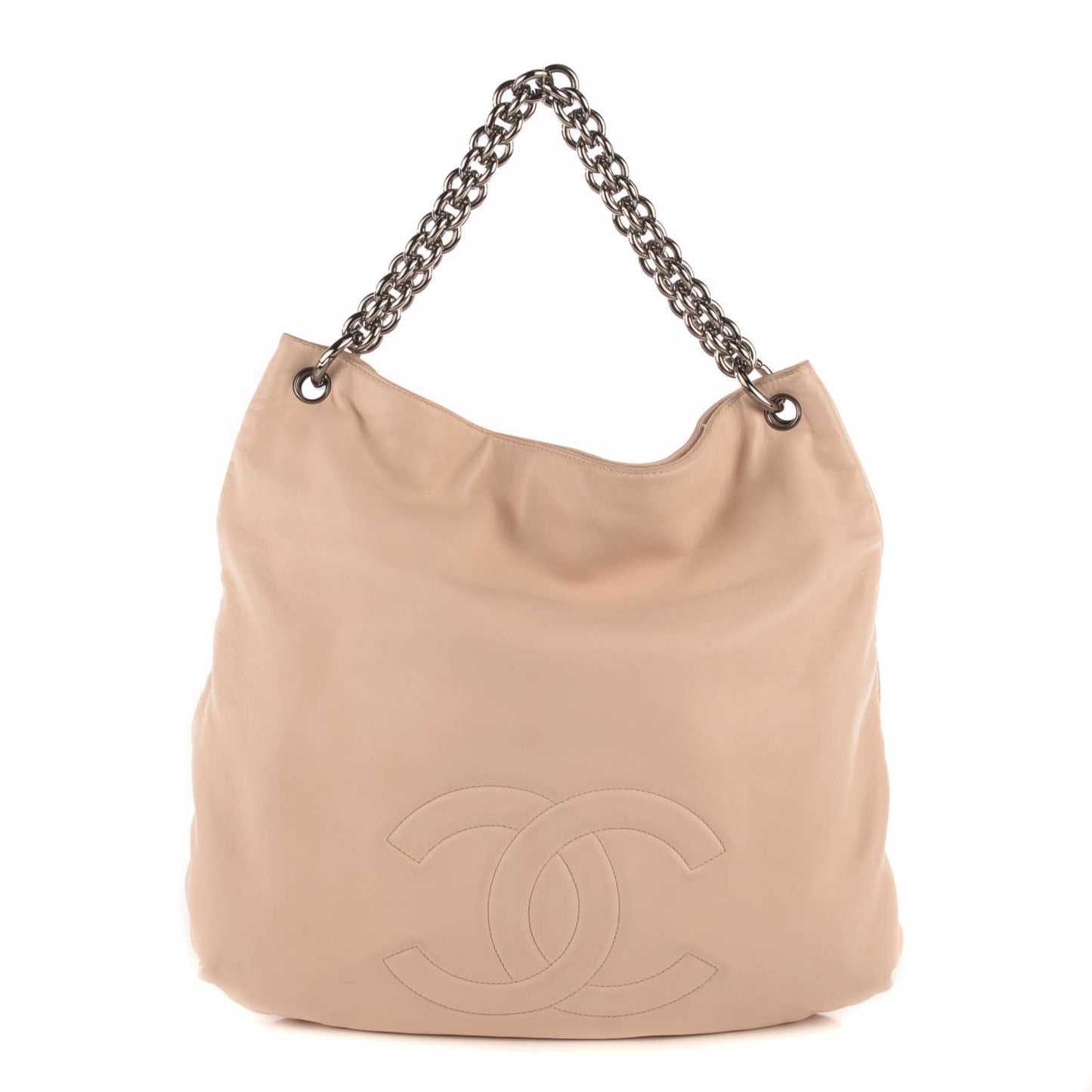 Lambskin Large Soft and Chain Hobo Beige