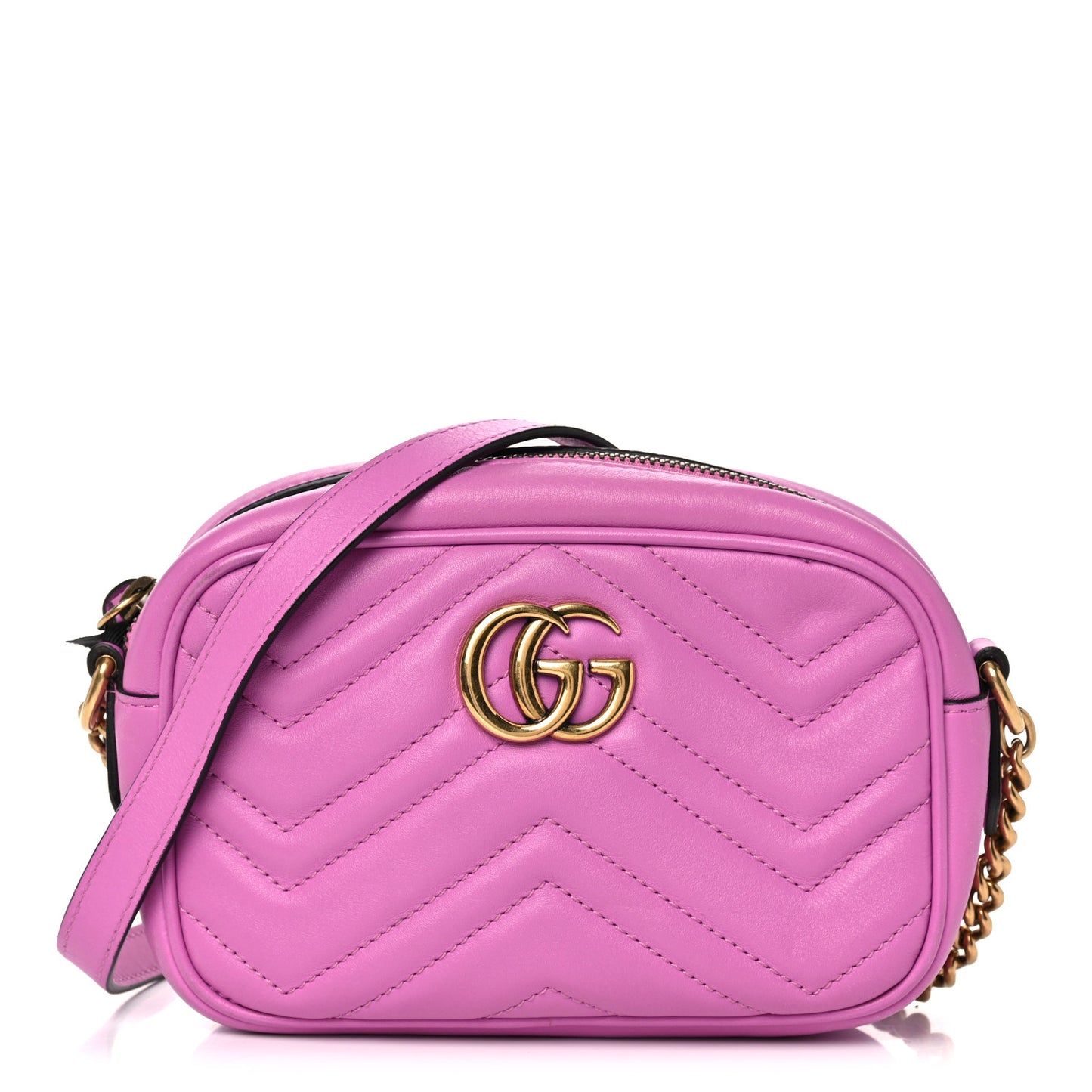 Calfskin Matelasse Mini GG Marmont Chain Shoulder Bag Candy Mousse