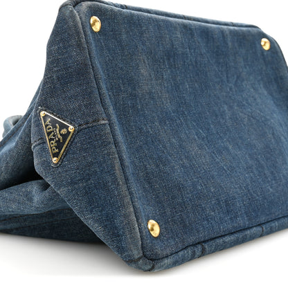 Prada Denim Logo Tote Bleu 8 of 12