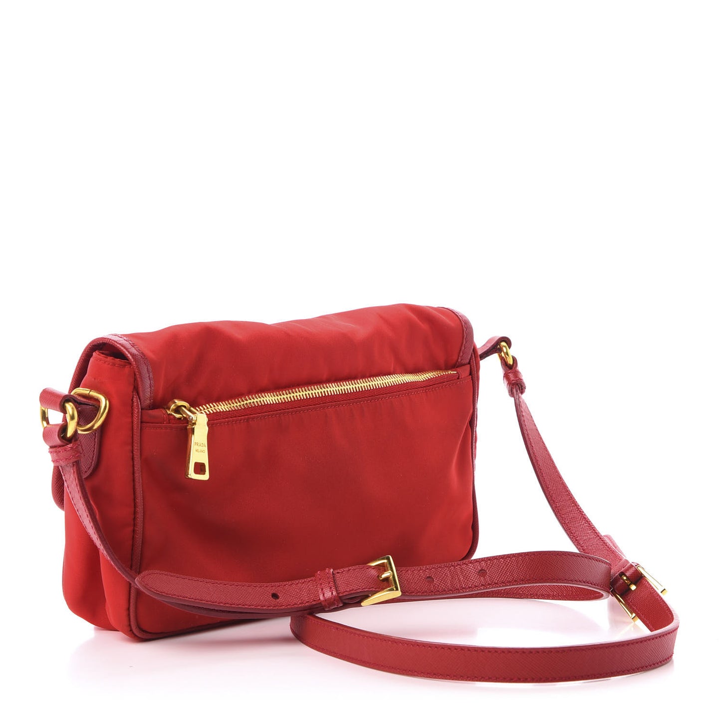 Tessuto Nylon Saffiano Small Messenger Bag Red