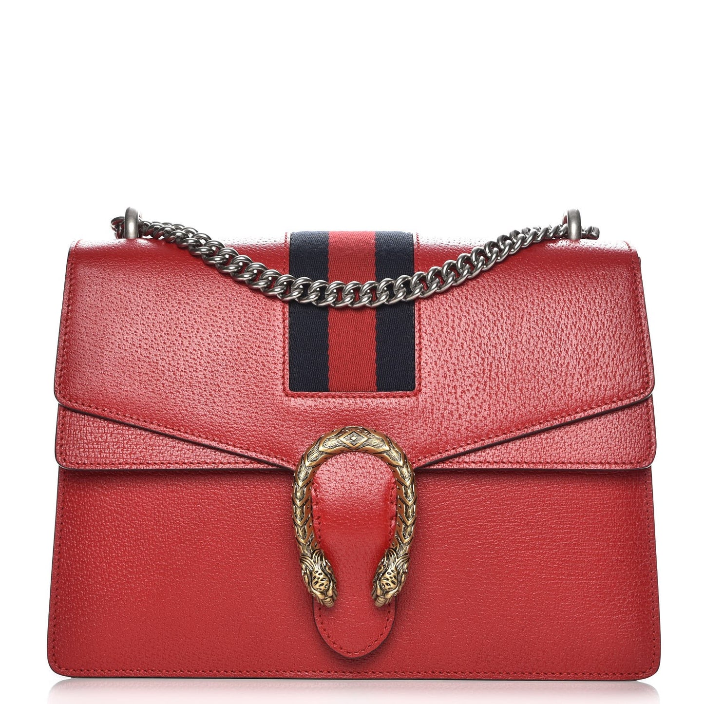 Textured Calfskin Web Medium Dionysus Shoulder Bag Hibiscus Red