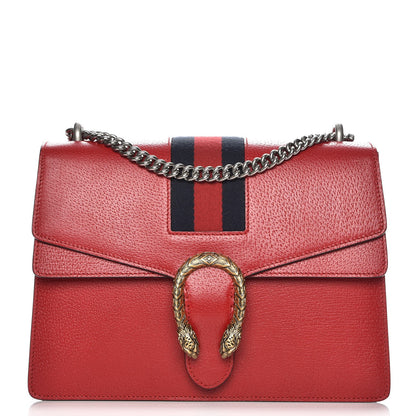 Gucci Textured Calfskin Web Medium Dionysus Shoulder Bag Hibiscus Red 1 of 8