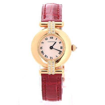 Cartier 18K Yellow Gold Diamond Must de Colisee Quartz Watch Red 1 of 8