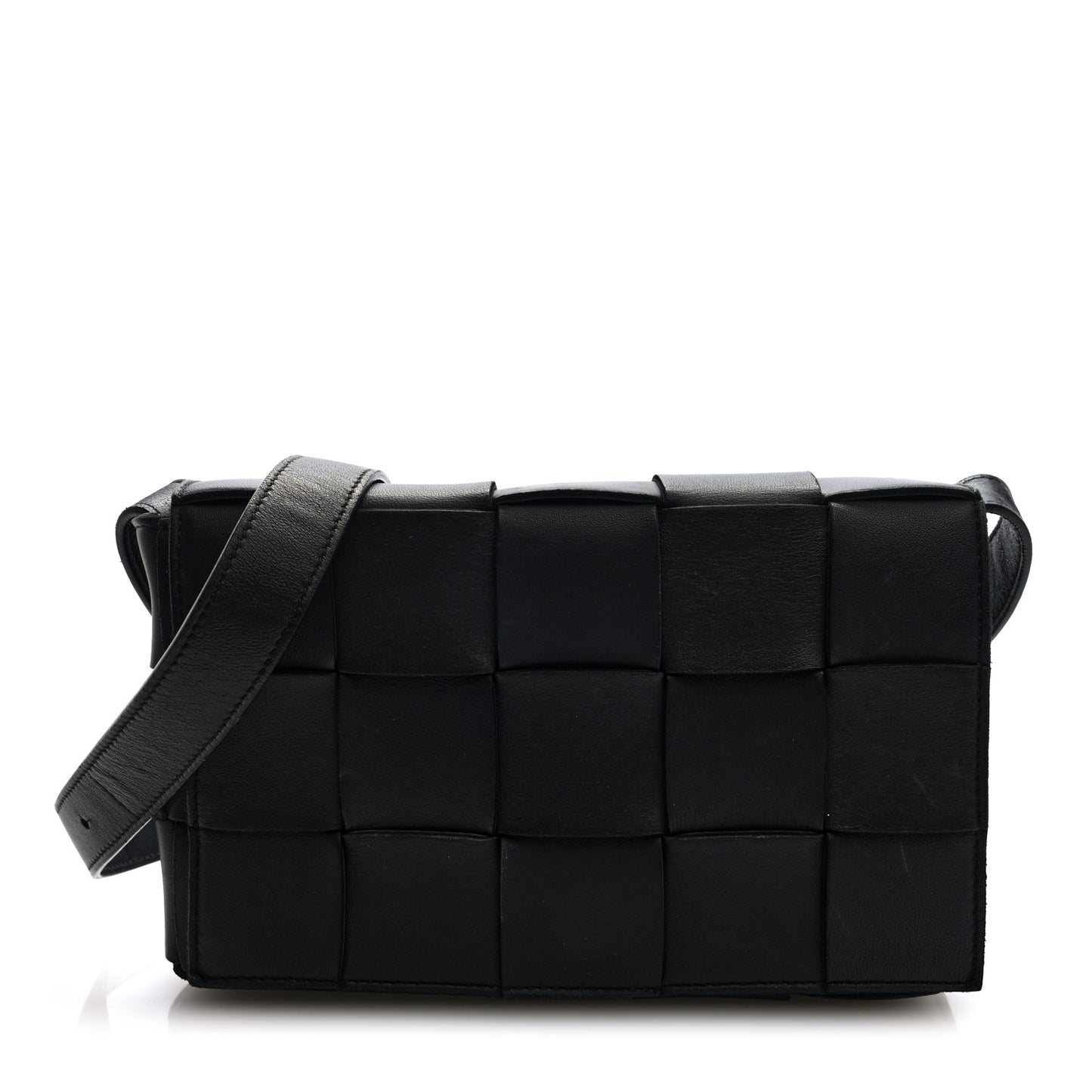 Lambskin Maxi Intrecciato Cassette Crossbody Bag Black