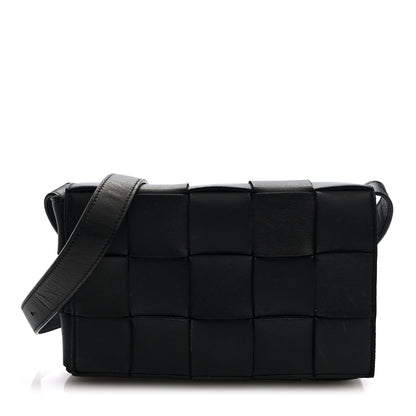 Bottega Veneta Lambskin Maxi Intrecciato Cassette Crossbody Bag Black 1 of 10