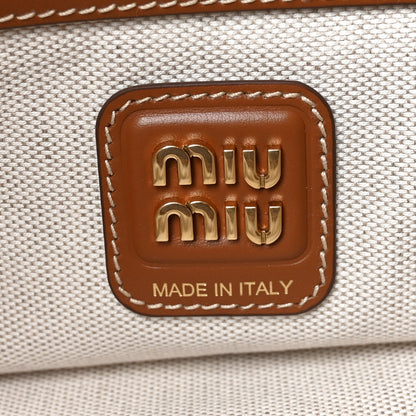 Miu Miu Canvas Calfskin Striped Ivy Beige Naturale Moro 6 of 9