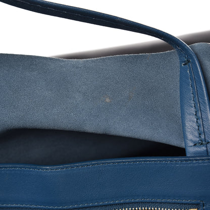 Celine Lambskin Horizontal Bi-Color Cabas Metallic Blue 6 of 10