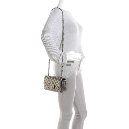 Chanel Metallic Lambskin Quilted Mini Rectangular Flap Pewter 2 of 8