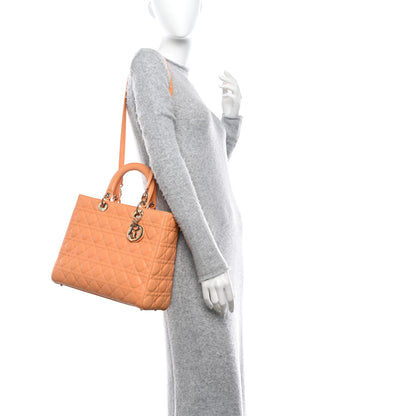 Christian Dior Lambskin Cannage Large Lady Dior Light Orange 2 of 9