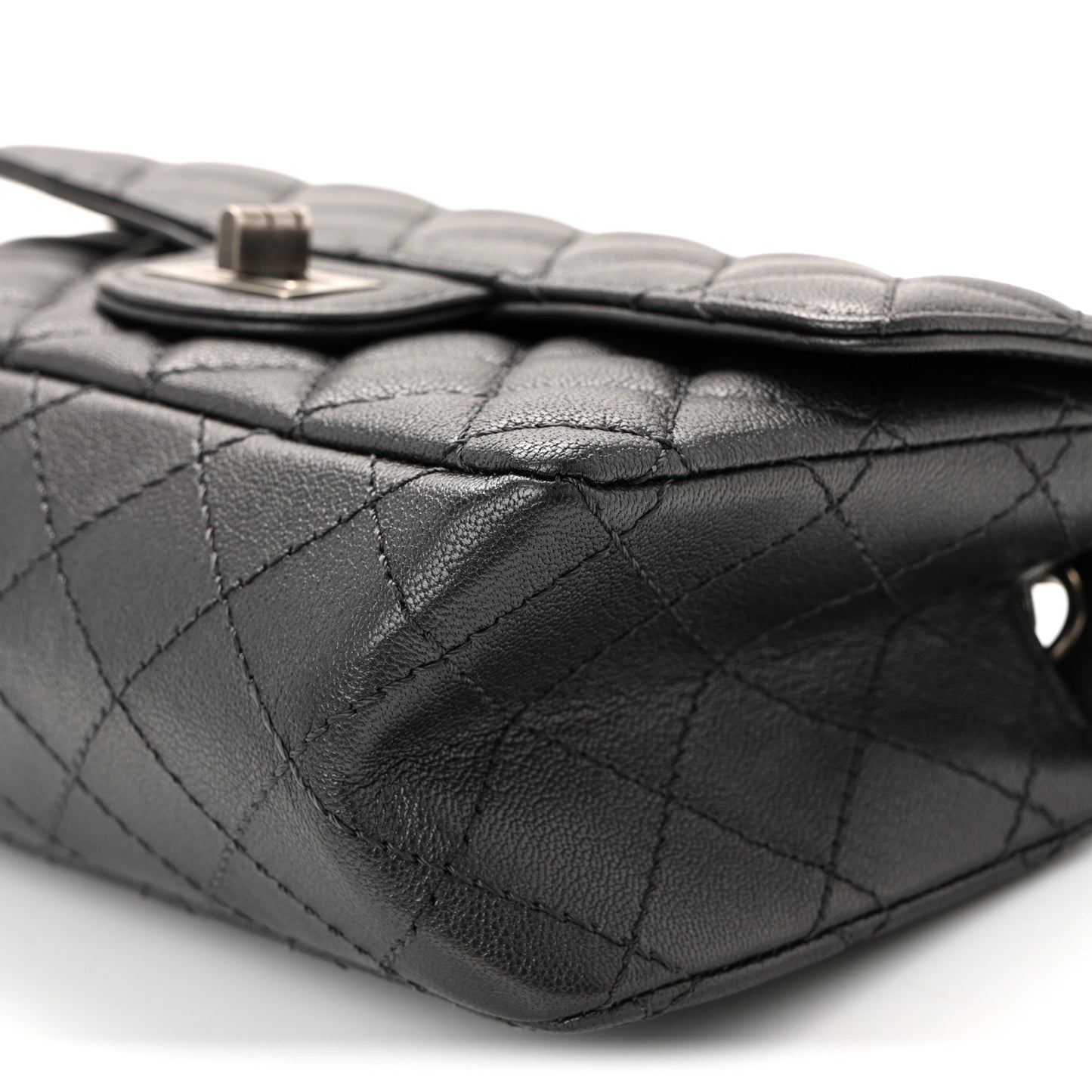 Goatskin Quilted 2.55 Reissue Mini Flap Dark Silver