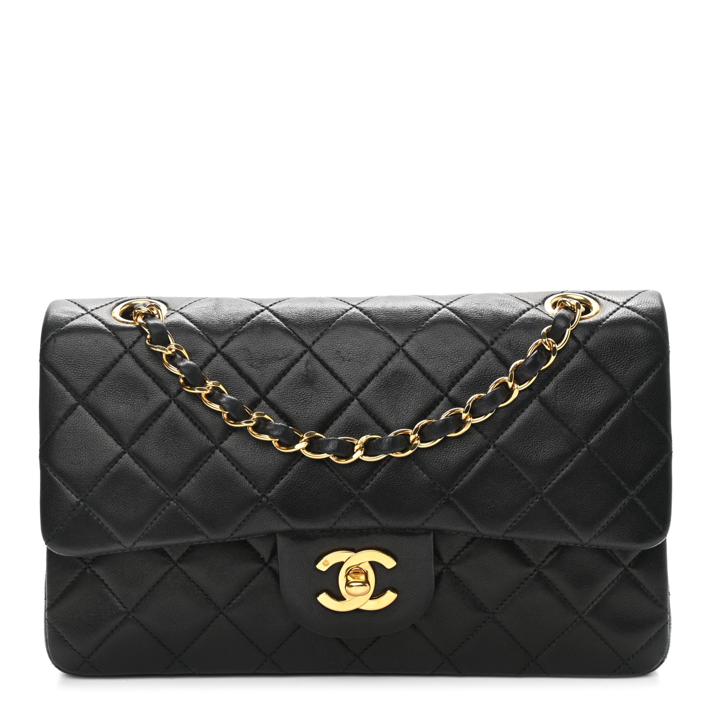 Lambskin Quilted Small Double Flap Black