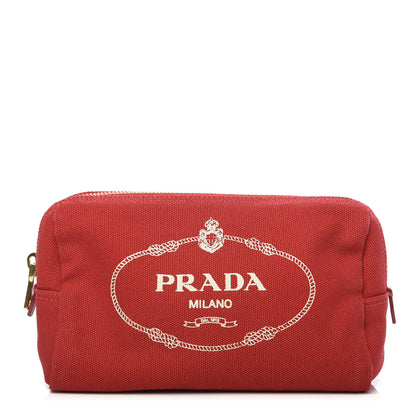 Prada Canvas Canapa Logo Pouch Rosso 1 of 10