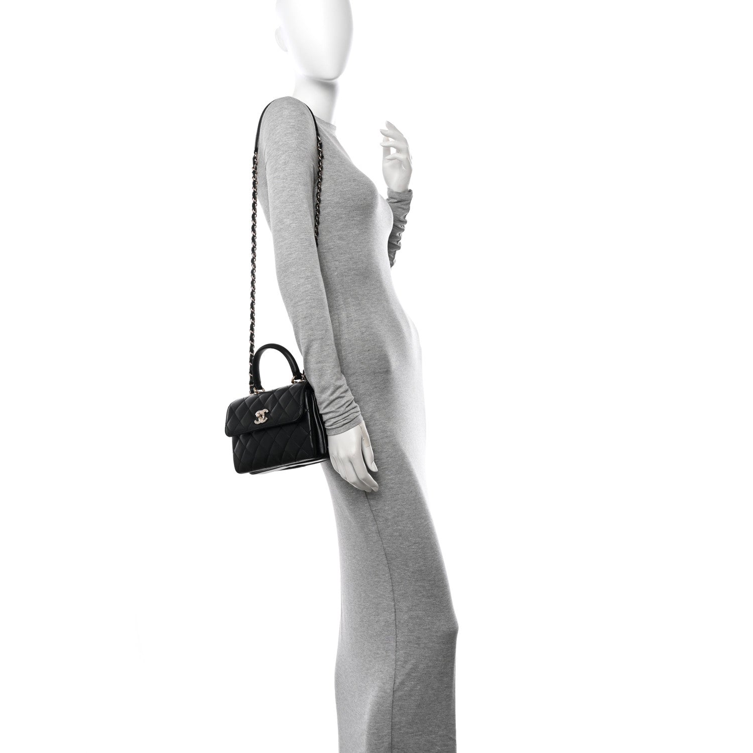 Chanel Lambskin Quilted Mini Trendy CC Dual Handle Flap Bag Black 2 of 10