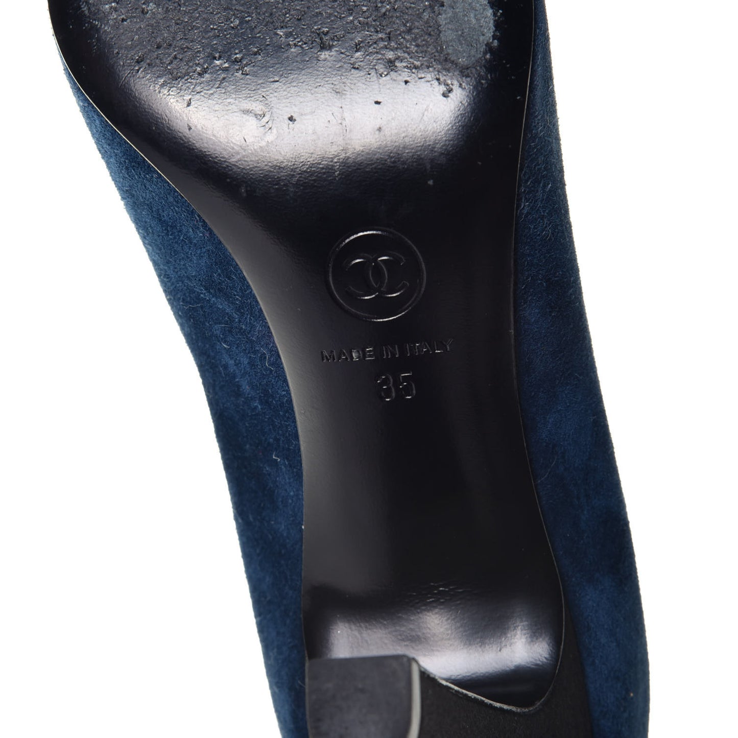 Suede Satin Cap Toe Gabrielle Pumps 35 Navy Black