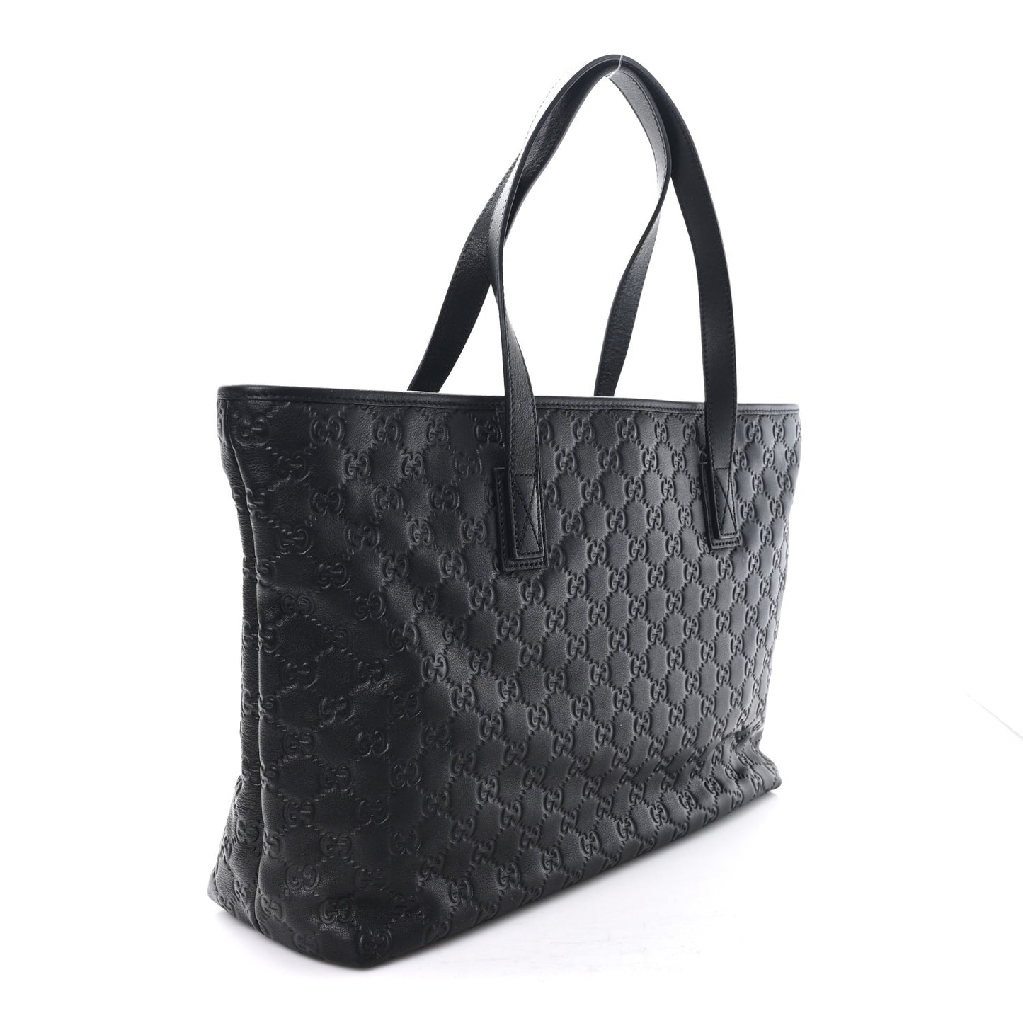 Guccissima Medium Zippered Shopping Tote Black