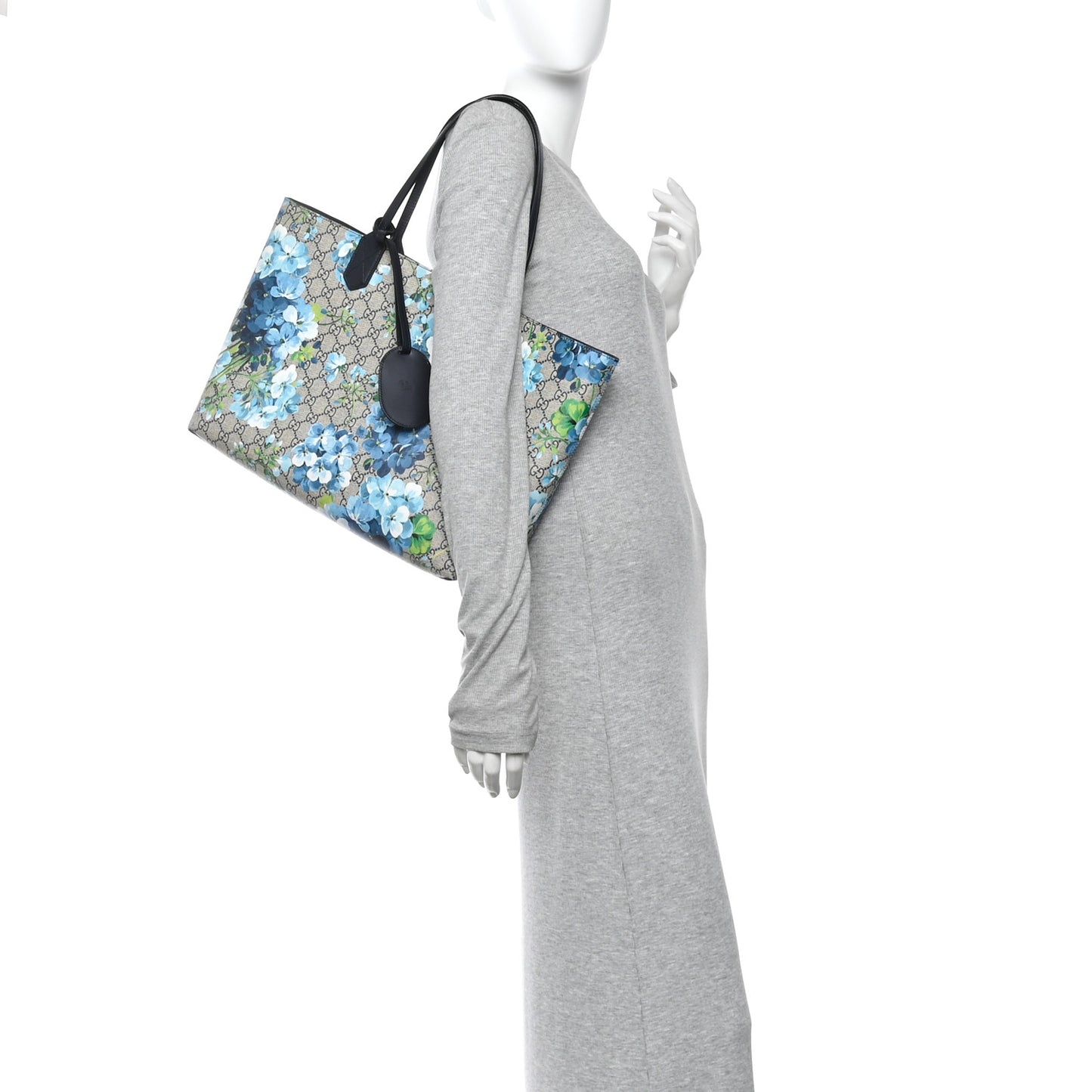 GG Supreme Monogram Blooms Medium Reversible Tote Beige Blue