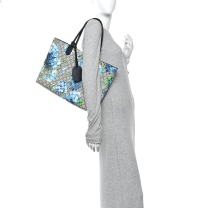 Gucci GG Supreme Monogram Blooms Medium Reversible Tote Beige Blue 2 of 17