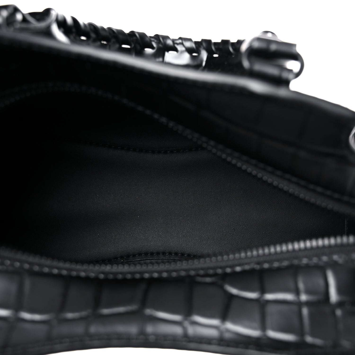 Balenciaga Semi Shiny Calfskin Crocodile Embossed Neo Classic Black Hardware Mini City Black 5 of 12