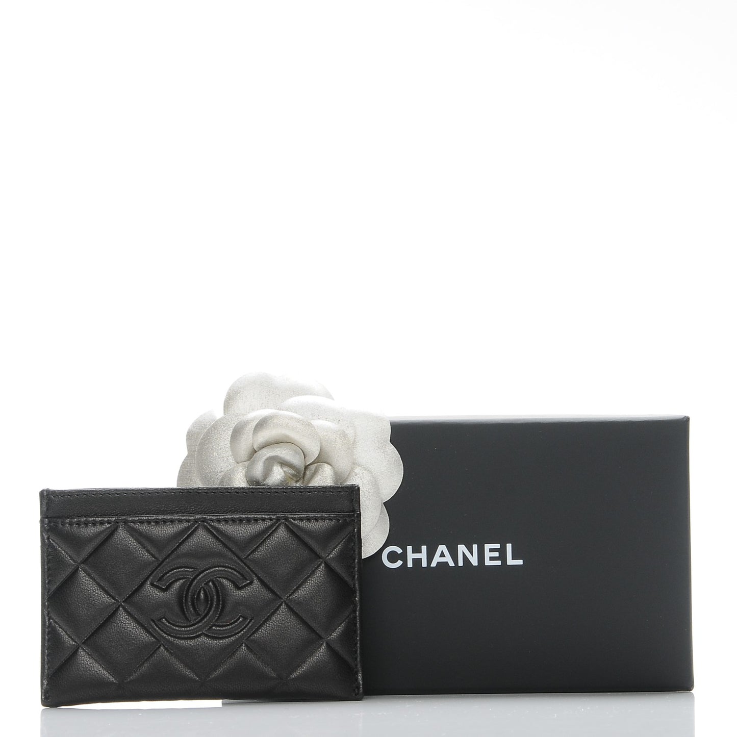 Lambskin Quilted Diamond CC Card Holder Black