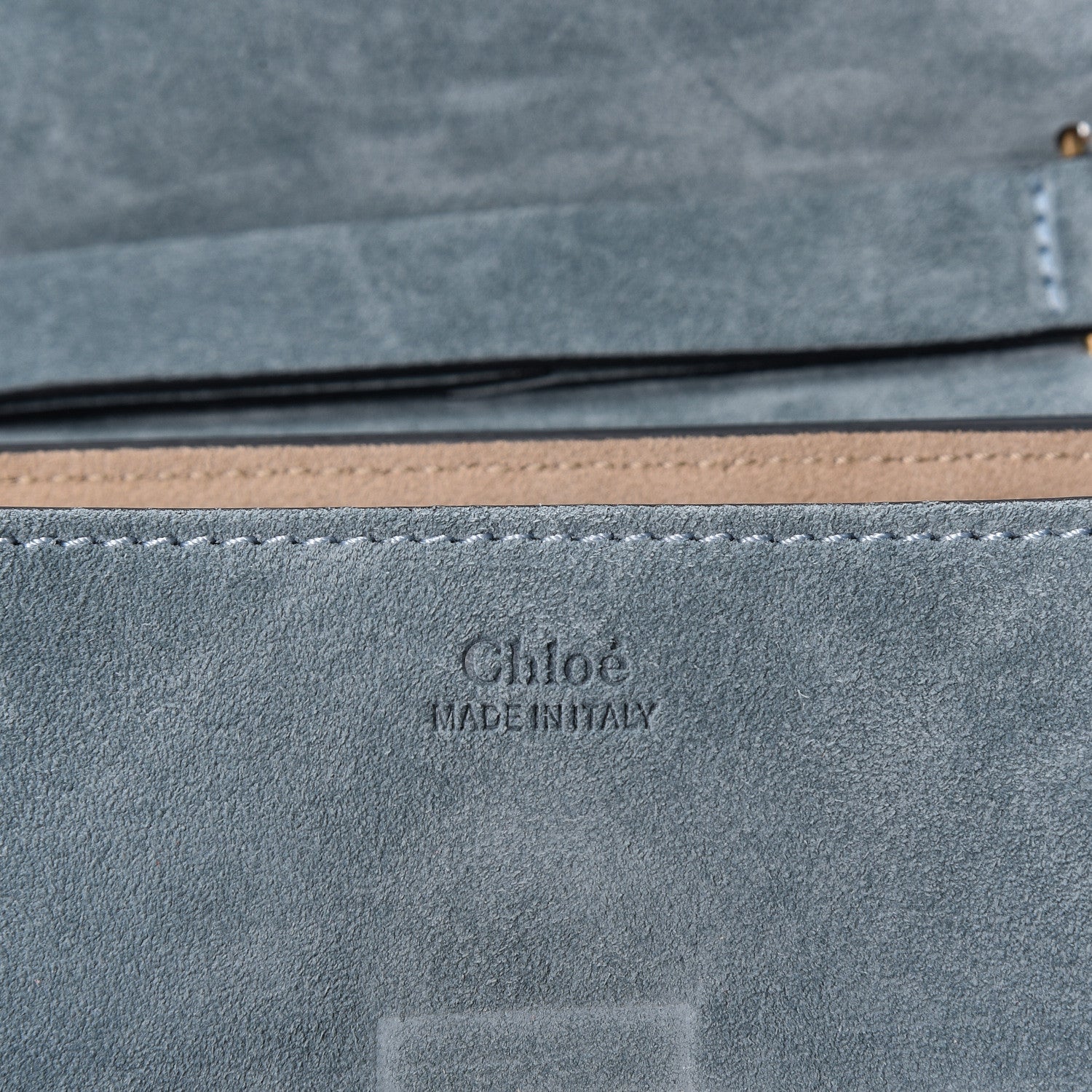 Chloe Suede Smooth Calfskin Mini Drew Shoulder Bag Cloudy Blue 5 of 8