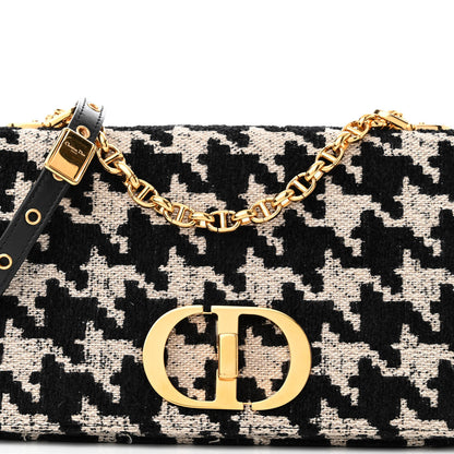 Christian Dior Technical Canvas Macro Houndstooth Medium Caro Bag Black White 8 of 10