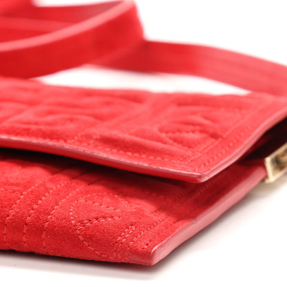 Versace Suede Quilted The Greek Crossbody Clutch Red 18 of 21