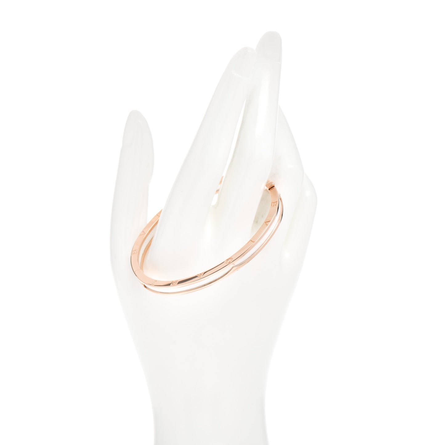18K Rose Gold White Ceramic B.Zero1 Bangle Bracelet M