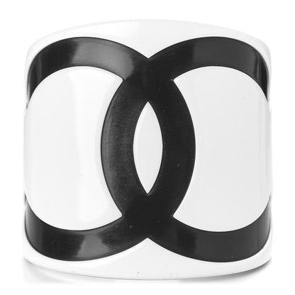 Chanel Resin CC Wide Cuff White Black 1 of 3