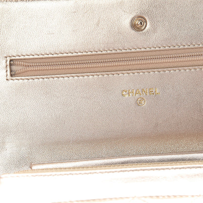 Chanel Lambskin Quilted Wallet On Chain WOC Light Gold 14 of 19