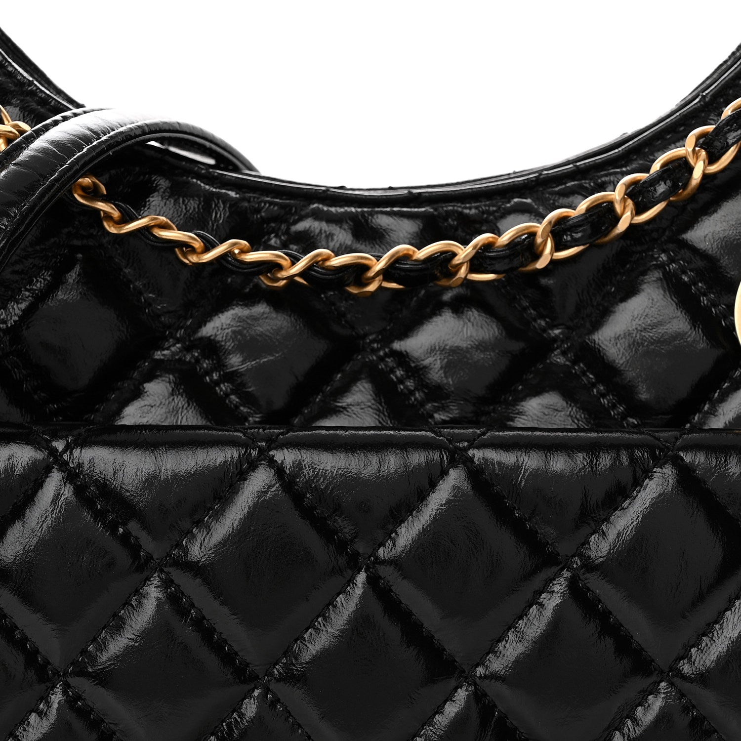 Chanel Shiny Crumpled Calfskin Quilted Wavy CC Hobo Black 8 of 10