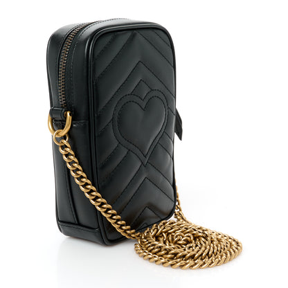 Gucci Calfskin Matelasse Mini GG Marmont Crossbody Bag Black 3 of 11