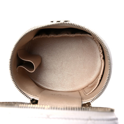 Chanel Lambskin Quilted Ruched Handle Vanity Case White 6 of 12
