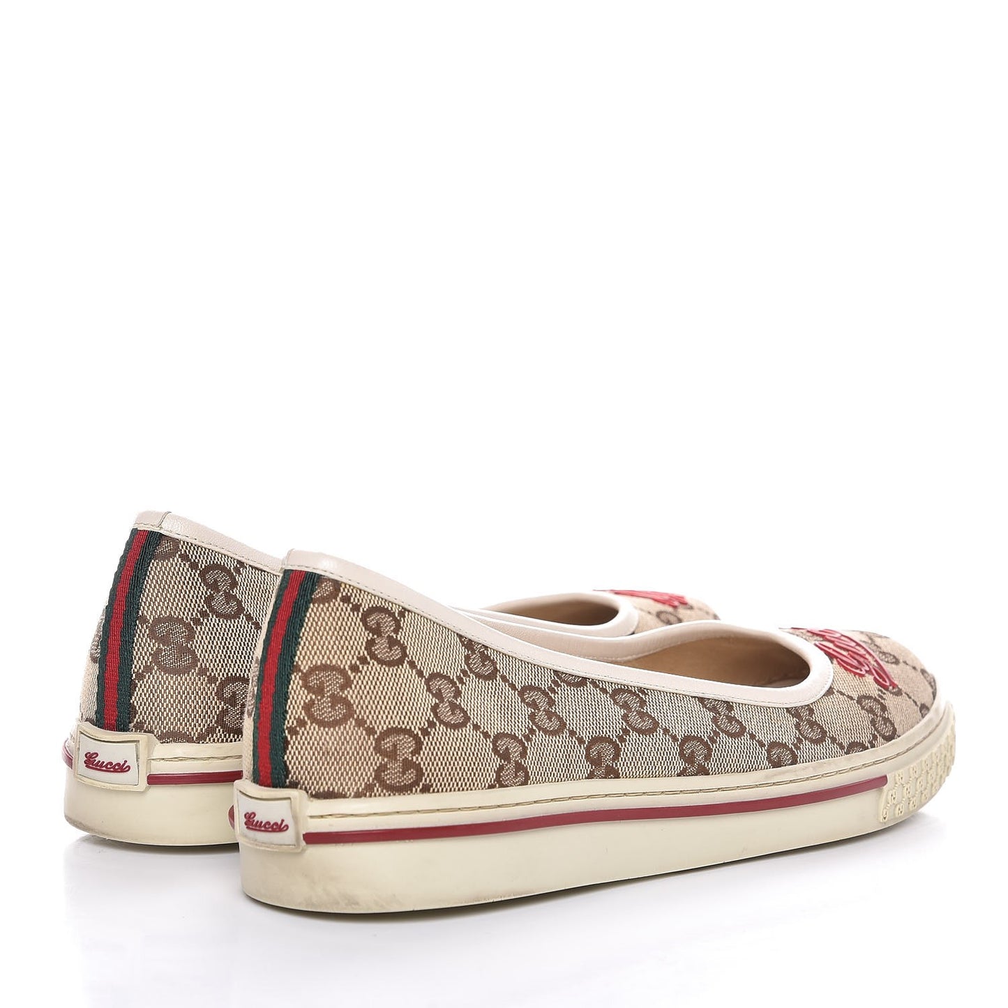 Monogram Script Web Flats 38 Beige Ebony
