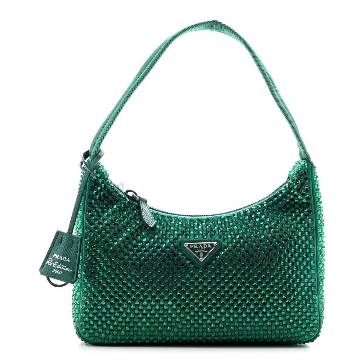 Satin Crystal Mini Re-Edition 2000 Bag Mango