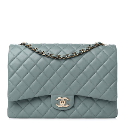 Chanel Caviar Quilted Maxi Double Flap Dark Green 1 of 9