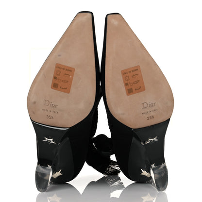 Christian Dior Grosgrain Neoprene Lucite Etoile Pumps 35.5 Black 6 of 9