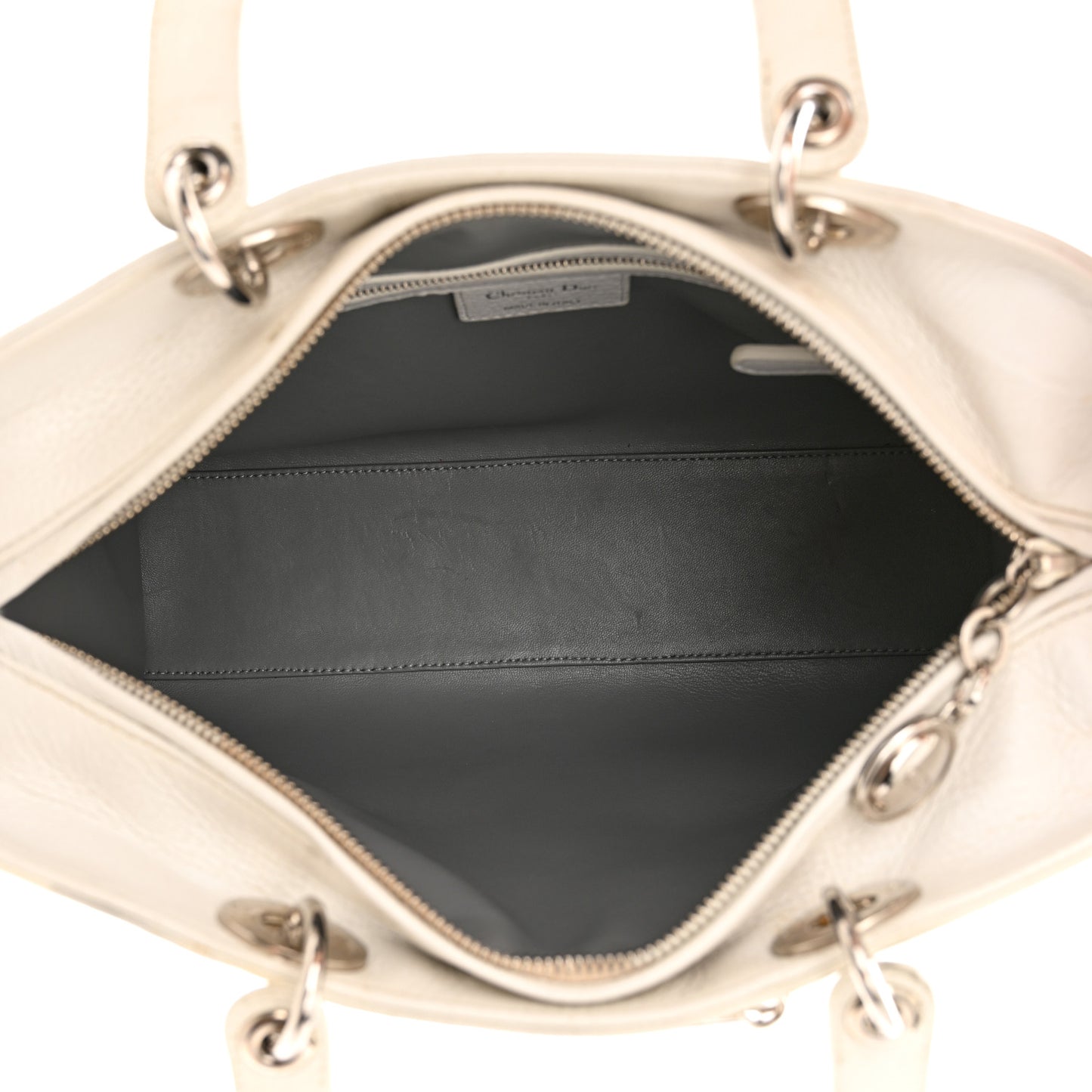 Deerskin Floral Printed Large Lady Dior White